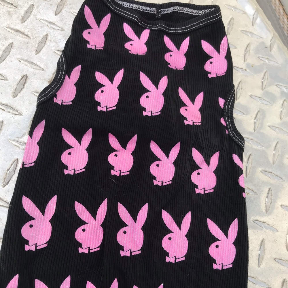 Pink glitter Black Playboy shirt dog pet bunny